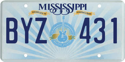 MS license plate BYZ431