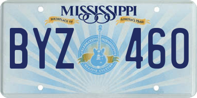 MS license plate BYZ460