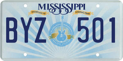 MS license plate BYZ501