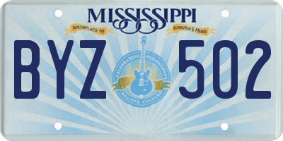 MS license plate BYZ502