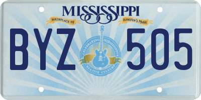 MS license plate BYZ505