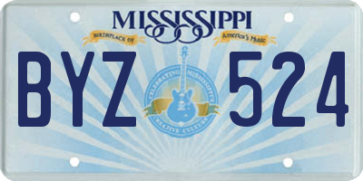 MS license plate BYZ524