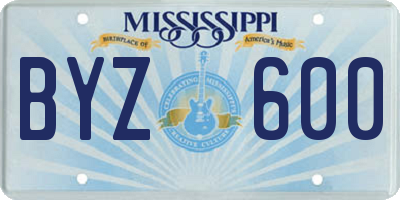 MS license plate BYZ600