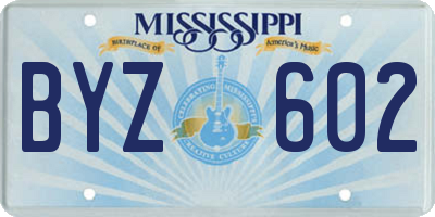 MS license plate BYZ602