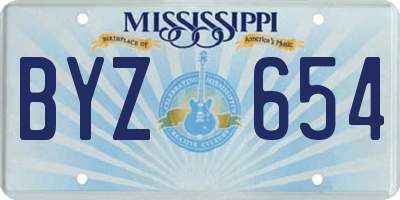 MS license plate BYZ654