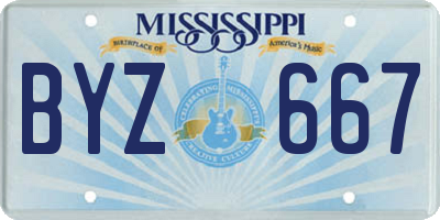 MS license plate BYZ667