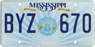 MS license plate BYZ670