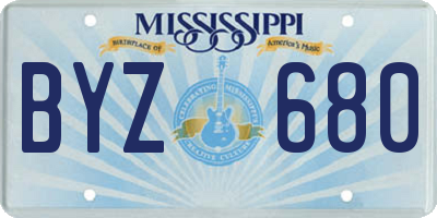 MS license plate BYZ680