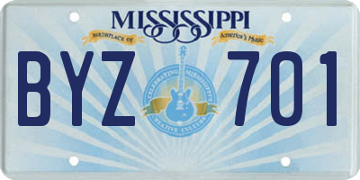 MS license plate BYZ701