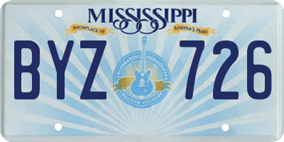 MS license plate BYZ726