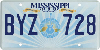 MS license plate BYZ728