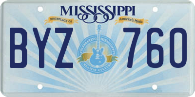 MS license plate BYZ760