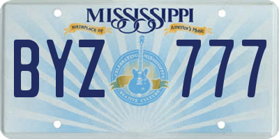 MS license plate BYZ777