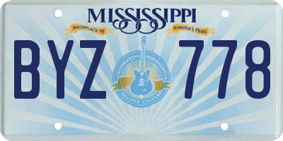 MS license plate BYZ778