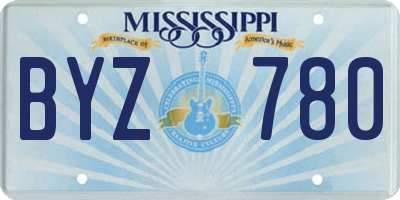 MS license plate BYZ780