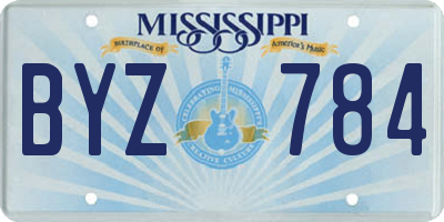 MS license plate BYZ784