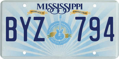 MS license plate BYZ794