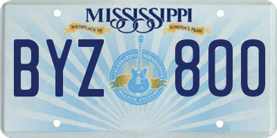 MS license plate BYZ800