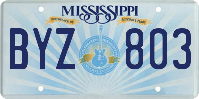 MS license plate BYZ803