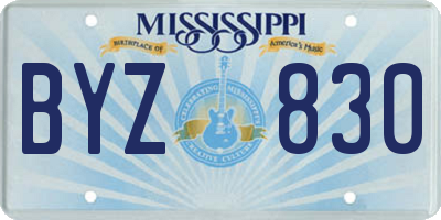 MS license plate BYZ830