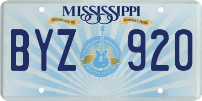 MS license plate BYZ920