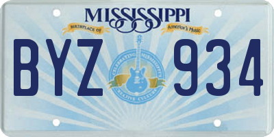 MS license plate BYZ934