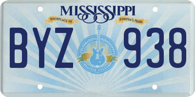 MS license plate BYZ938