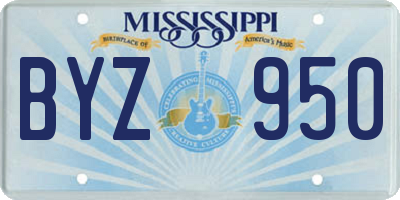 MS license plate BYZ950