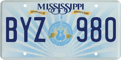 MS license plate BYZ980