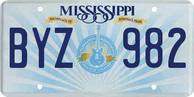 MS license plate BYZ982