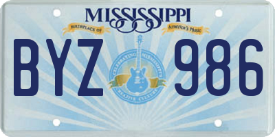 MS license plate BYZ986