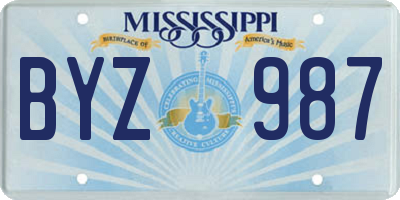 MS license plate BYZ987