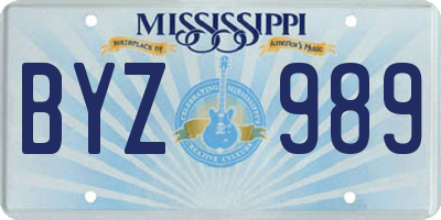 MS license plate BYZ989