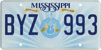 MS license plate BYZ993