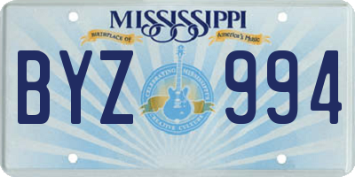 MS license plate BYZ994