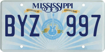 MS license plate BYZ997
