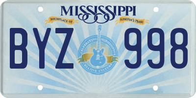 MS license plate BYZ998