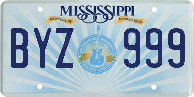 MS license plate BYZ999