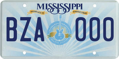 MS license plate BZA000
