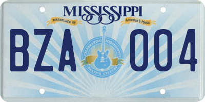MS license plate BZA004