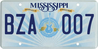 MS license plate BZA007