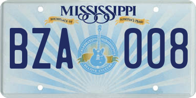 MS license plate BZA008