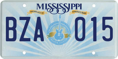 MS license plate BZA015