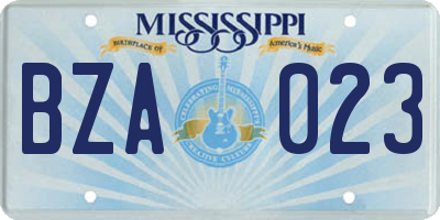 MS license plate BZA023
