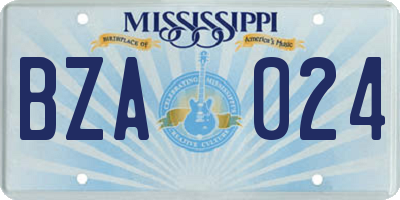 MS license plate BZA024
