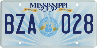 MS license plate BZA028