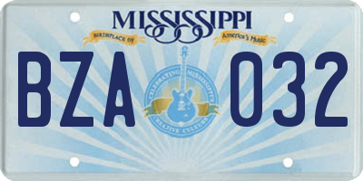 MS license plate BZA032