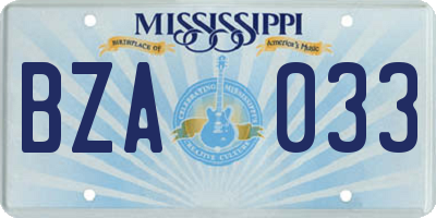 MS license plate BZA033