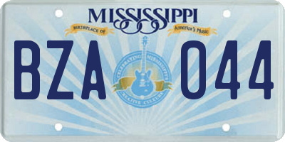 MS license plate BZA044