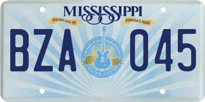 MS license plate BZA045